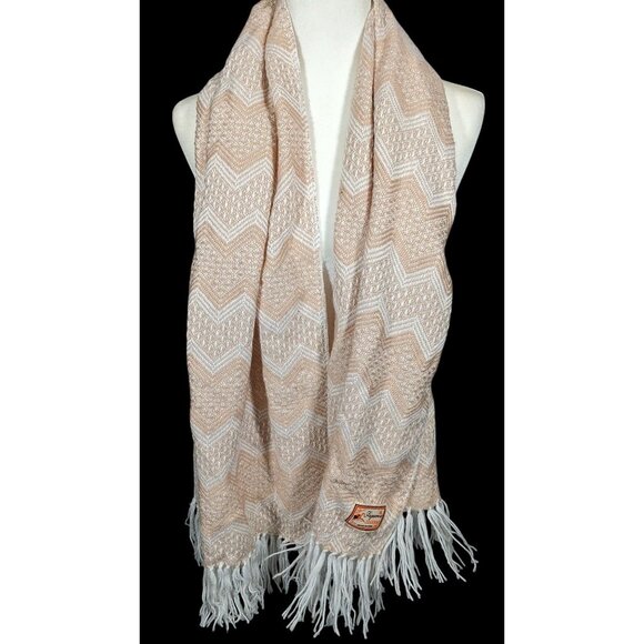 Figueroa Genuine Alpaca Peruvian Cream Chevron Scarf - Picture 3 of 9